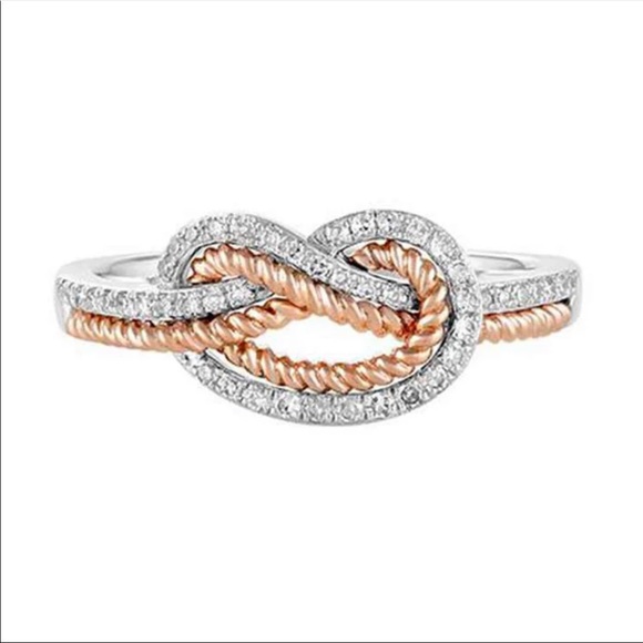New Eternity Rose Gold Silver Romantic Ring - Picture 2 of 6